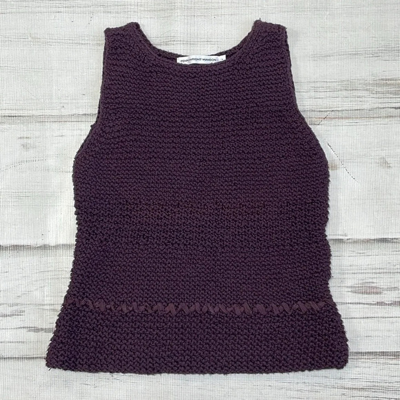 Fenn Wright Manson Vest Women's L Large Purple Crochet Cotton Ribbon - Picture 12 of 15